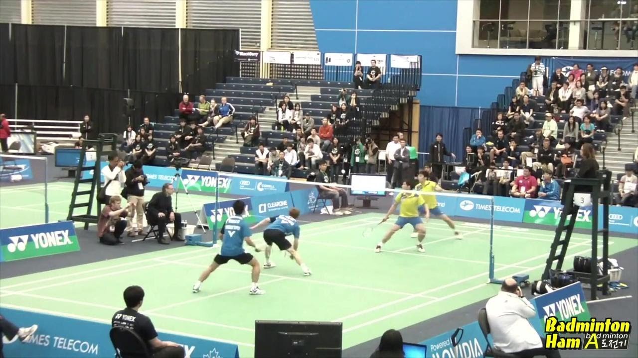 （李龙大 高成炫 vs 方介民 李勝木）韩国vs中国台湾 羽毛球比赛外录现场 男双 男子双打 羽毛球比赛 体育运动