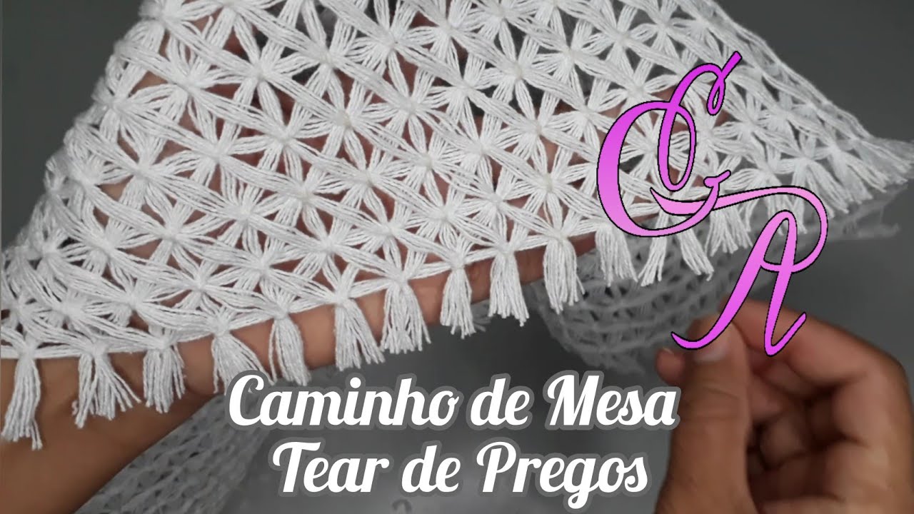 Caminho de Mesa no Tear Retangular de Pregos | Renda Nhanduti #Tear #MesaPosta #MesaPostaLarDaThaiis