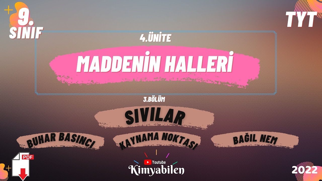 BUHAR BASINCI KAYNAMA NOKTASI BAĞIL NEM - 9.SINIF KİMYA -TYT KİMYA