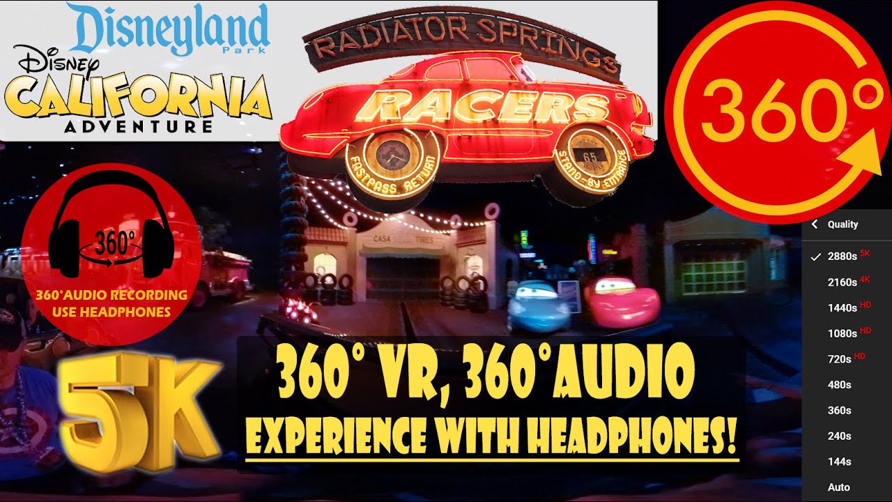 Radiator Springs Racers, 360 VR Front Row POV - Disney California Adventure [5K 360° | 360° Audio]