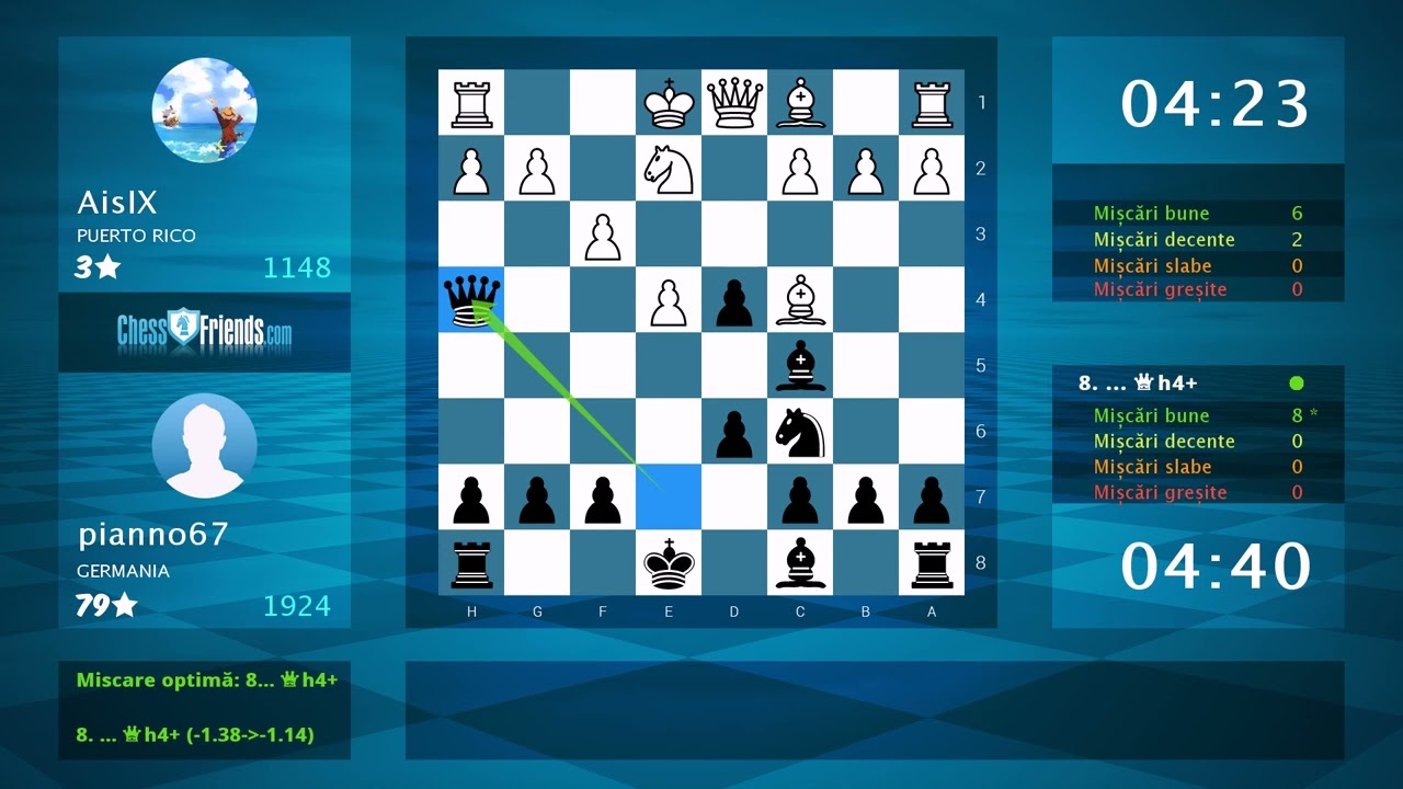 Analiza jocului de șah: AisIX - pianno67, 0-1 (De la ChessFriends.com)