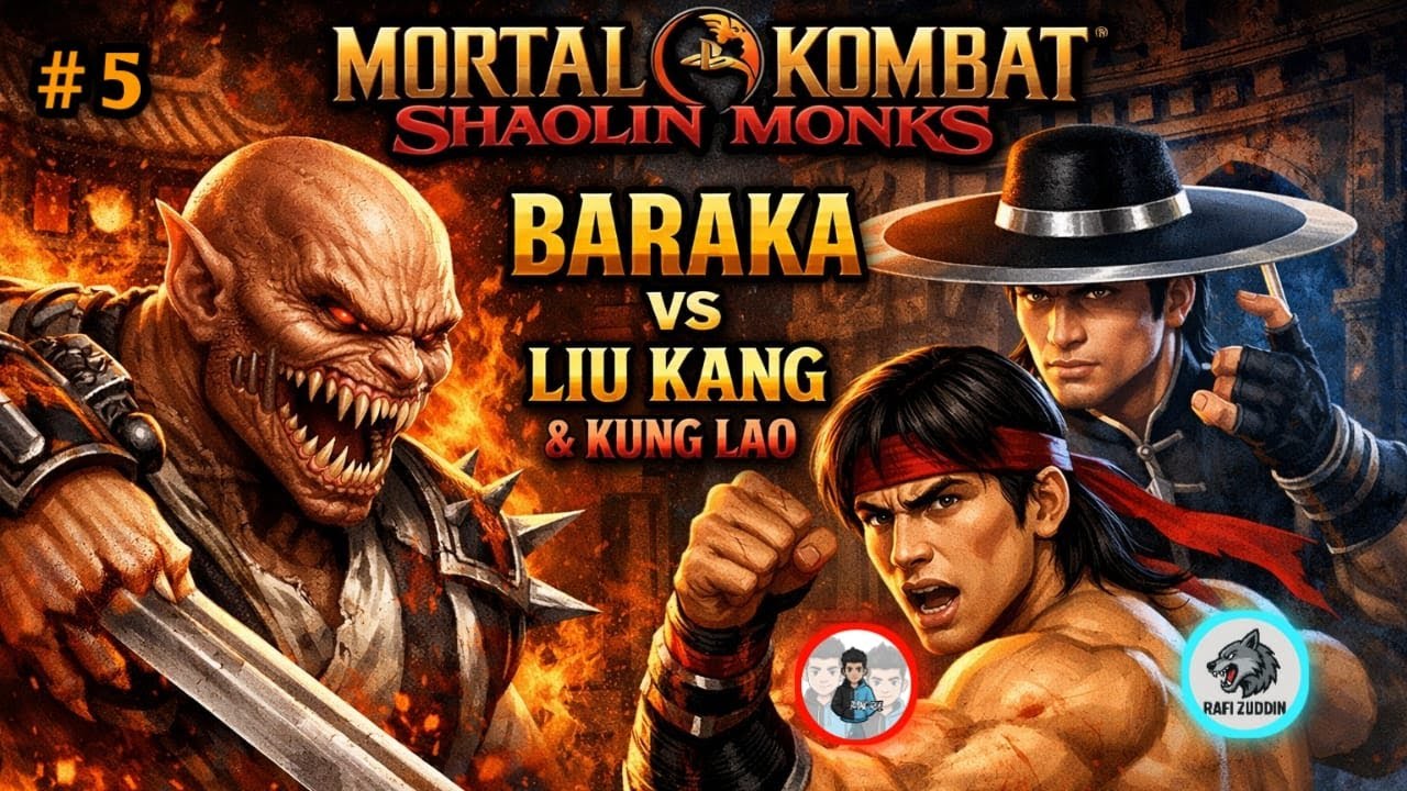 DUEL ANTARA BARAKA VS LIU KANG & KUNG LAO | MORTAL KOMBAT SHAOLIN MONKS #5 BERSAMA@BANG-RULLL