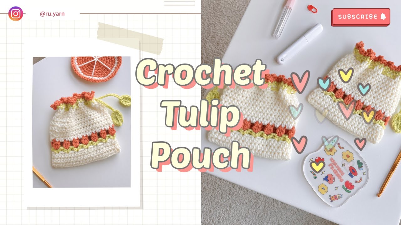 Crochet tulip pouch / How to crochet a flower pouch / Crochet tutorial 🌷 Ruyarn crochet
