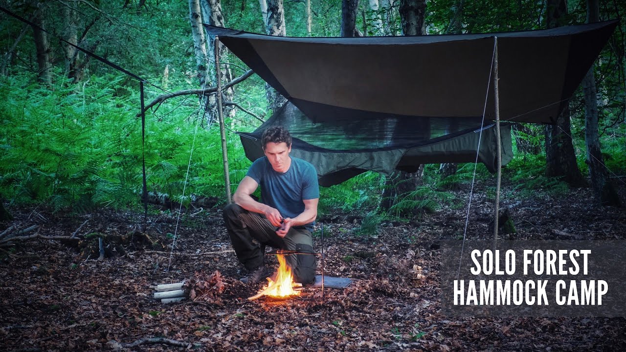 Solo Camping in the Forest with the Warbonnet Ridgerunner - Bushcraft and Campfire Cooking