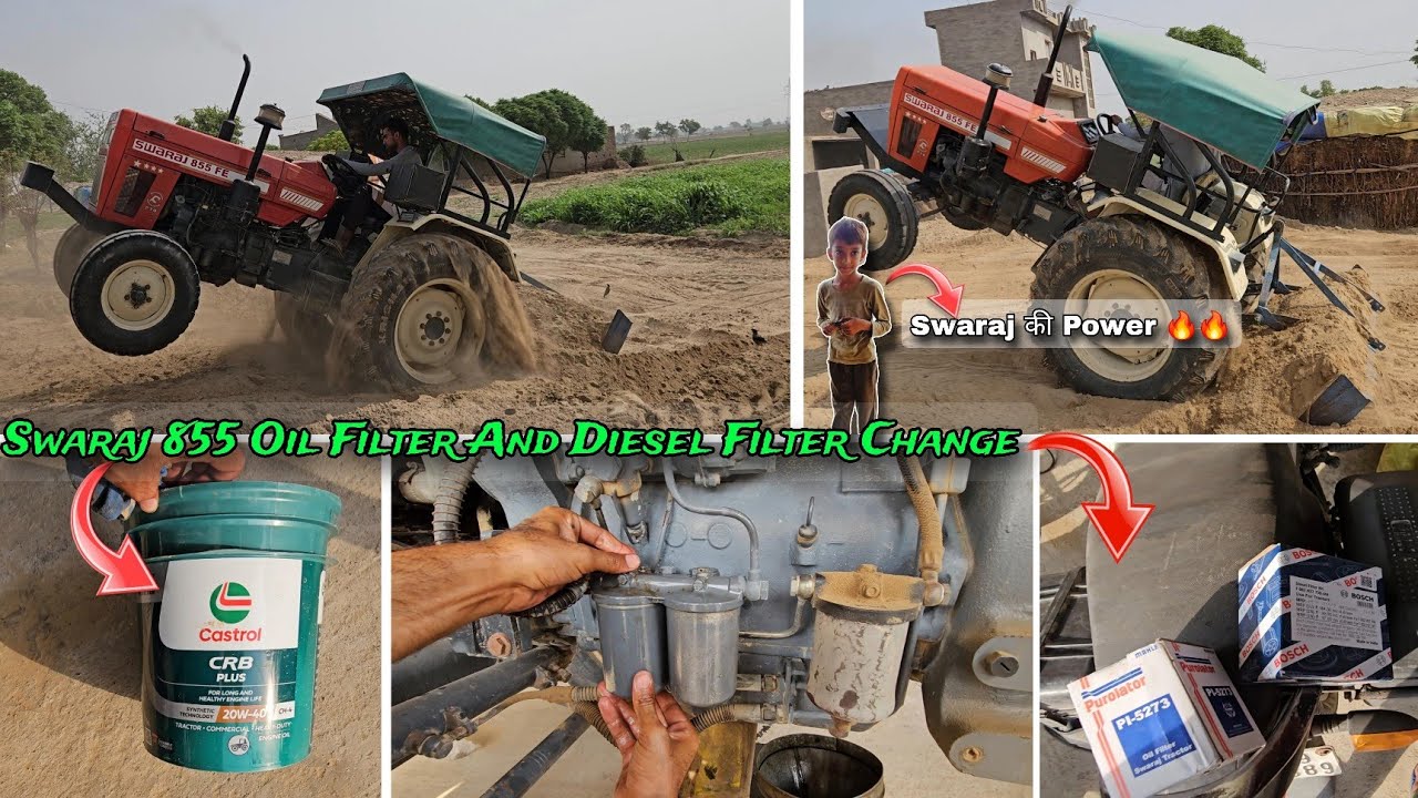 Swaraj 855 Oil and diesel filter change //Swaraj 855 Power testing//