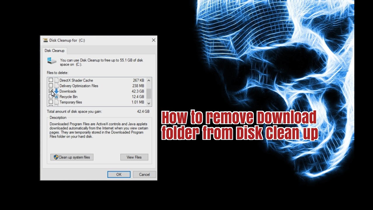 How to remove download folder from Disk Cleanup on Windows 10