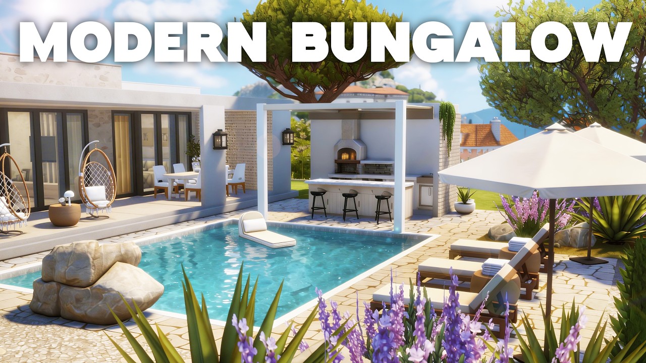Modern Mediterranean Family Bungalow 🌴 The Sims 4 Speed Build | ASMR | NO CC
