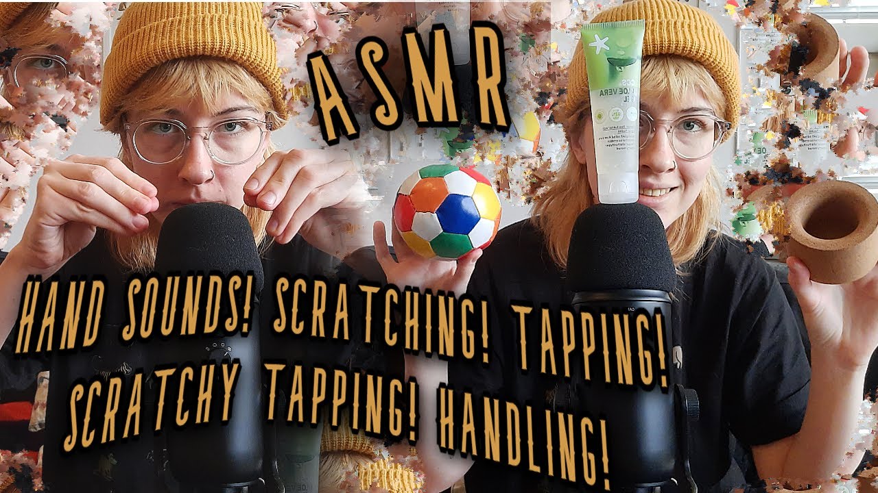 🥱ASMR😴 HAND SOUNDS, SCRATCHING, TAPPING AND HANDLING THINGS🖐⚽️📘