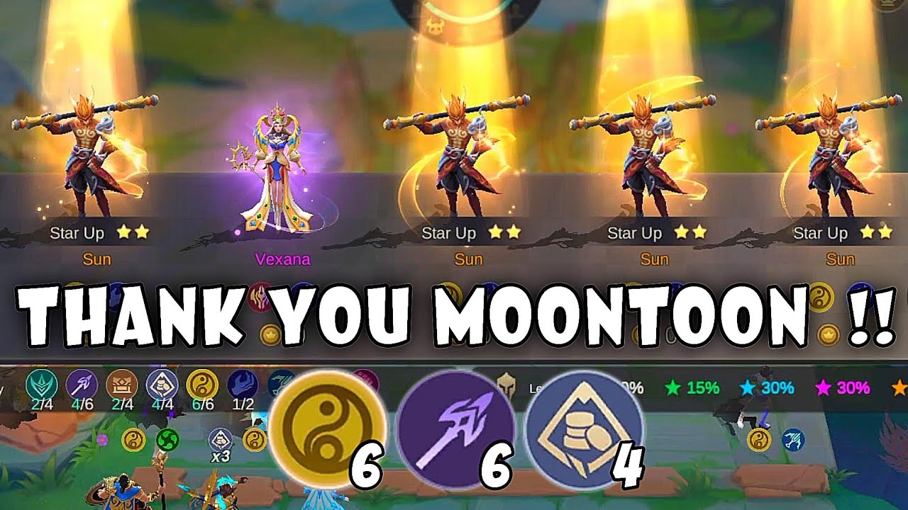 THANK YOU MOONTOON FOR EASY 3 STAR SUN !! FULL ATTACK SPEED !! MAGIC CHESS MOBILE LEGENDS
