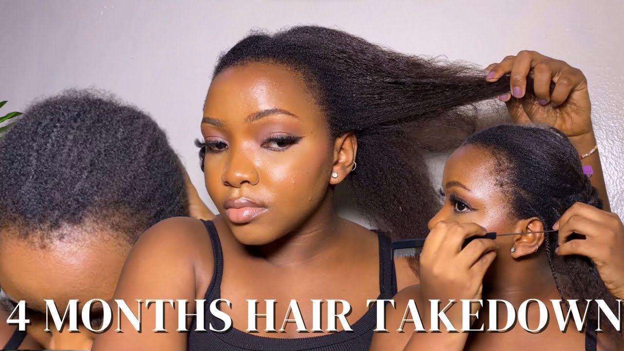 How I Takedown my 4 MONTHS braids/ cornrows on my RELAXED HAIR | Hair Takedown Routine