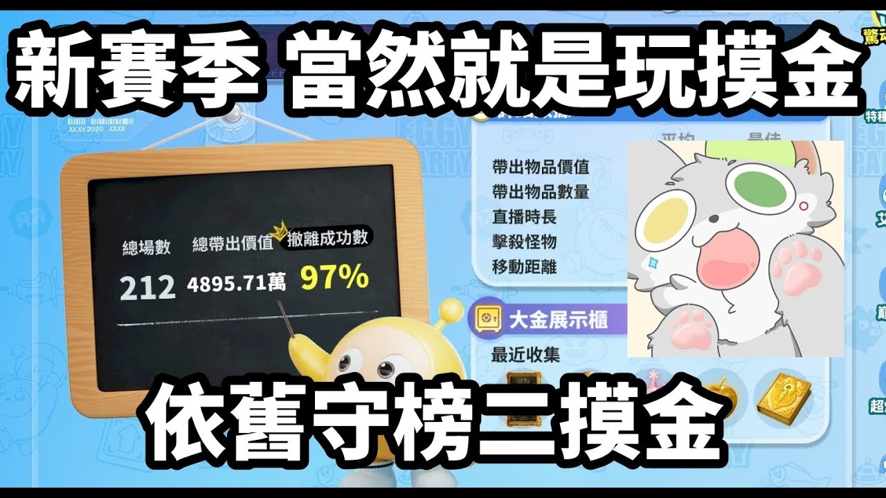 【蛋仔派對】新賽季 當然就是玩摸金 依舊守榜二摸金