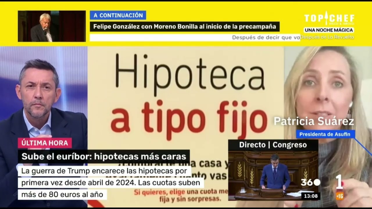 Patricia Su&aacute;rez analiza la subida del Euribor y su impacto en las hipotecas.