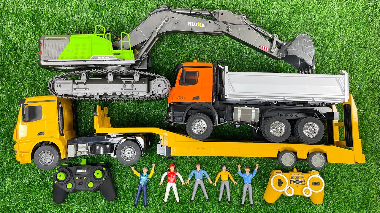 Unboxing Mobil R/C  Truck Traler Besar SECALE 1/20 , Excavator Beko, Dumptruck Pasir