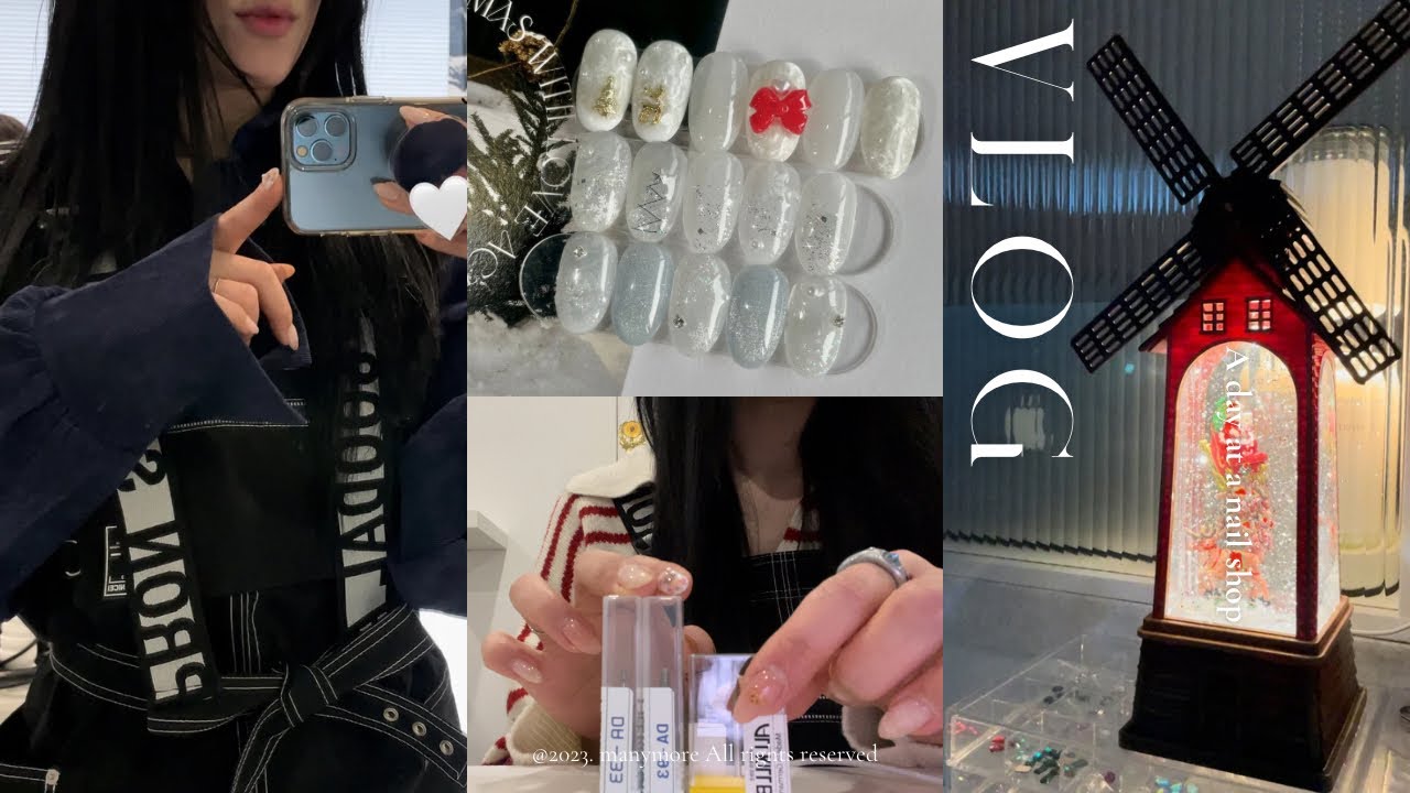 Vlog | 네일샵 브이로그 | 12월 아트 공개🎄, 올킬비트, 소소한 네일재료 언박싱, 시술하면서 수다떨기, 크리스마스 오르골 언박씽