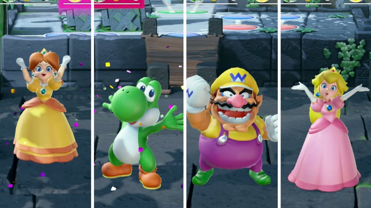Super Mario Party Whomp's Domino Ruins # 18 Daisy vs Yoshi , Wario & Peach