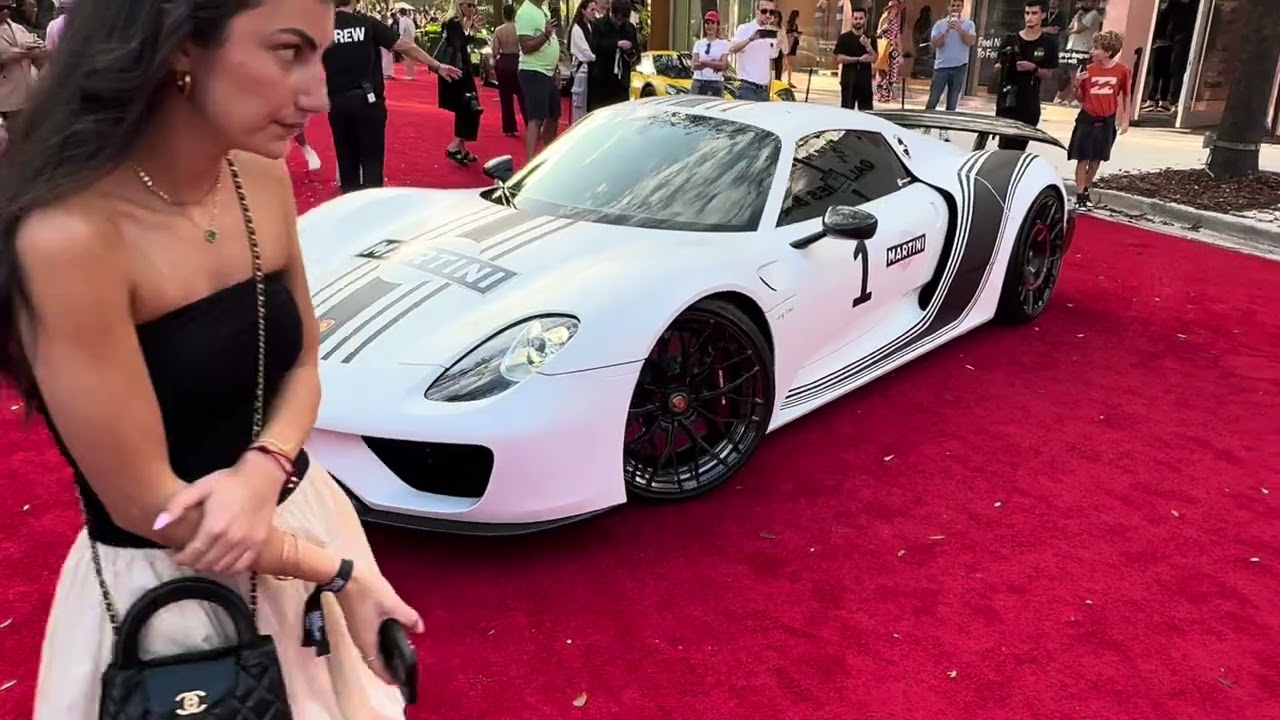 White Martini #1 Porsche 918 Spyder leaving the 2026 Miami Concours 