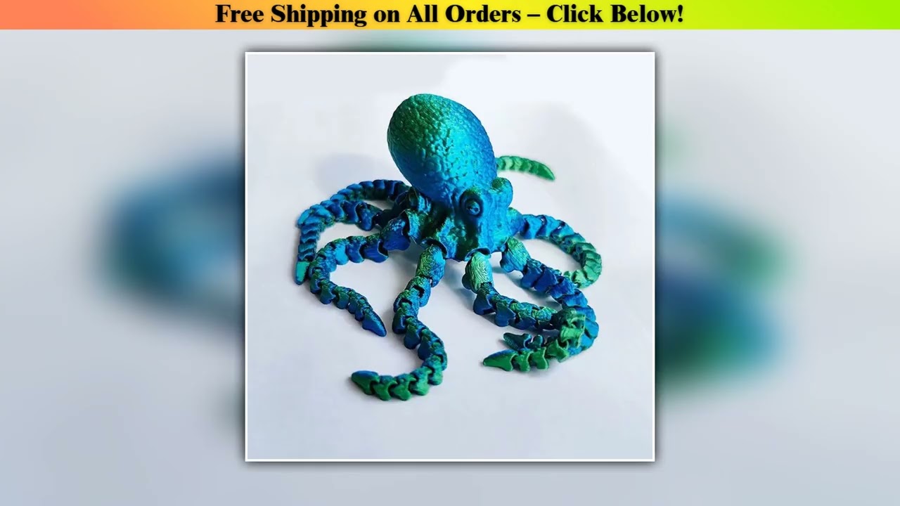 3D Printed Octopus Figurine with Flexible Joints For Home Office Desk Decor Mysterious Realistic