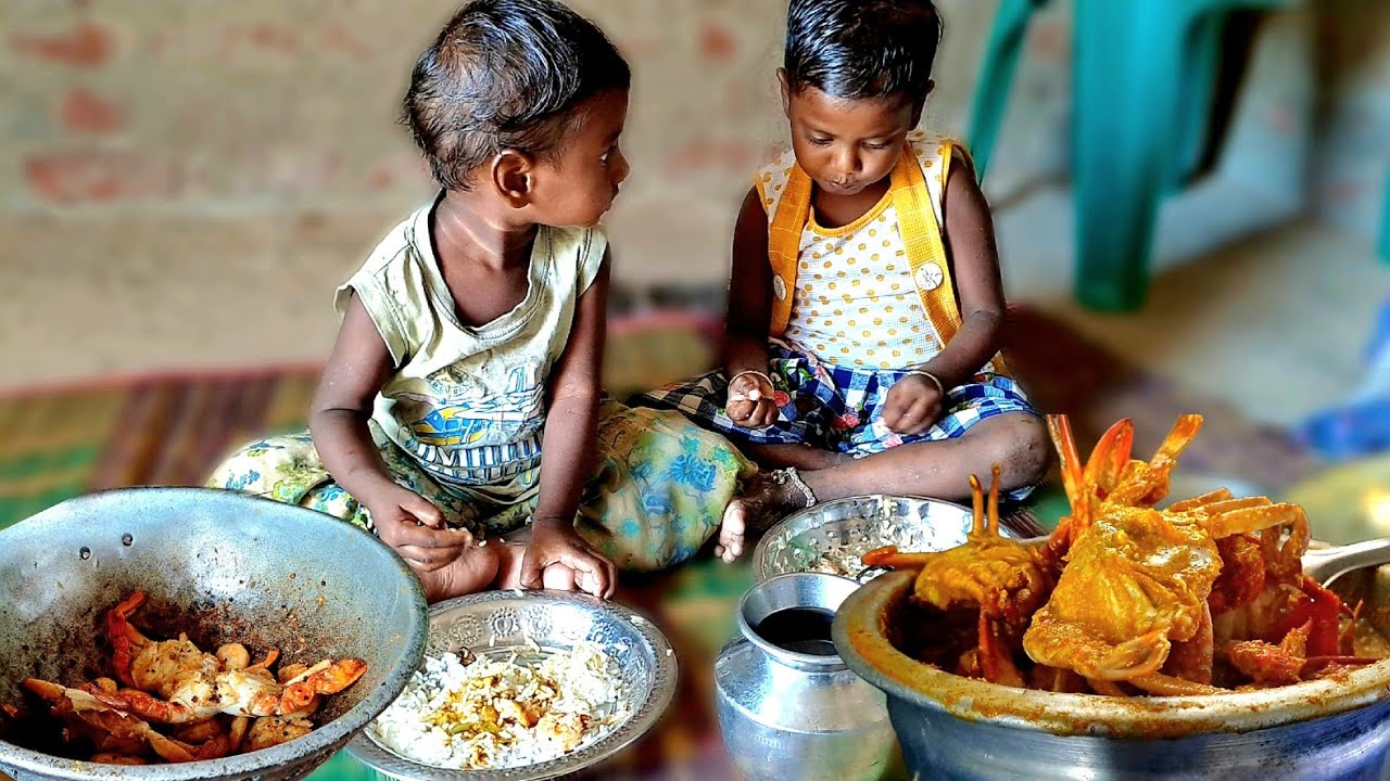 நண்டு குழம்பு இறால் வறுவல் ருசியான சாப்பாடு - @Rameswarammeenavanfamily