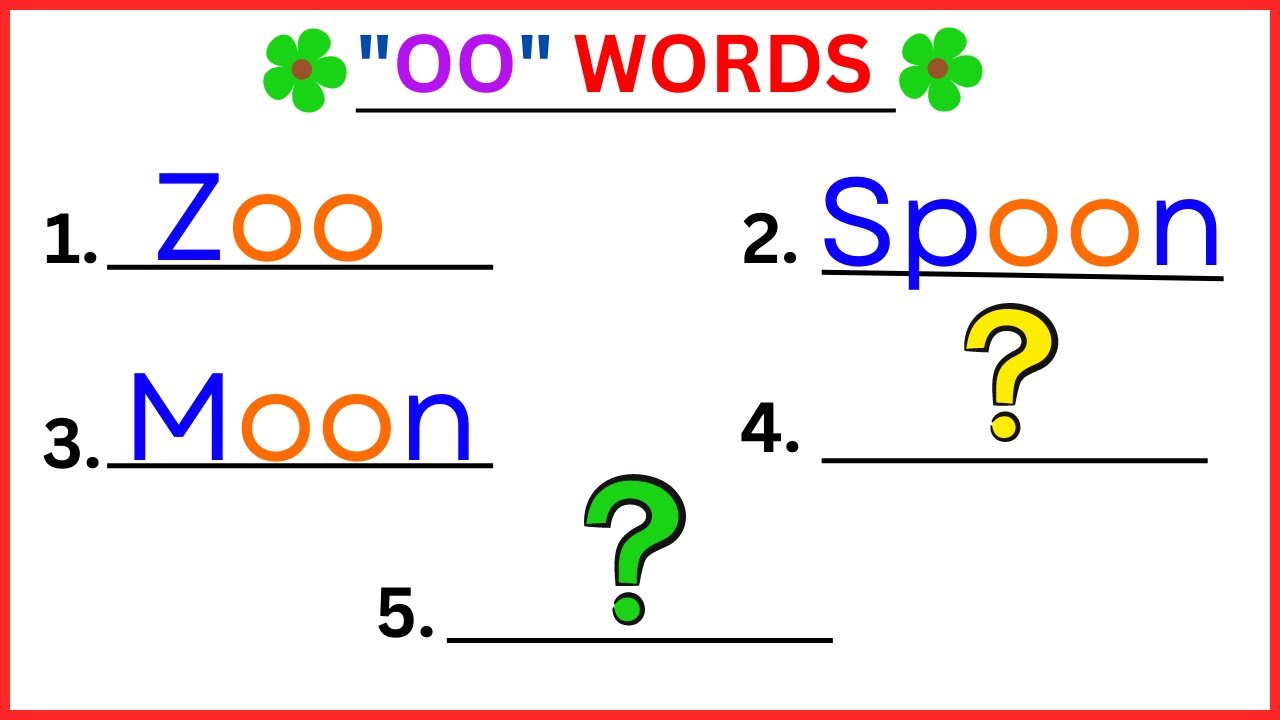 Learn about oo vocabulary words - list of oo words for kids - oo grapheme words - oo words