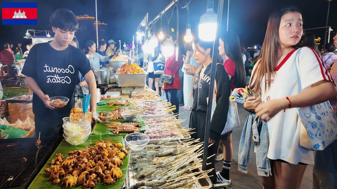 Cambodia Street Food Tour 2025 | Delicious Local Food Collection Near Phnom Penh Riverside 4K