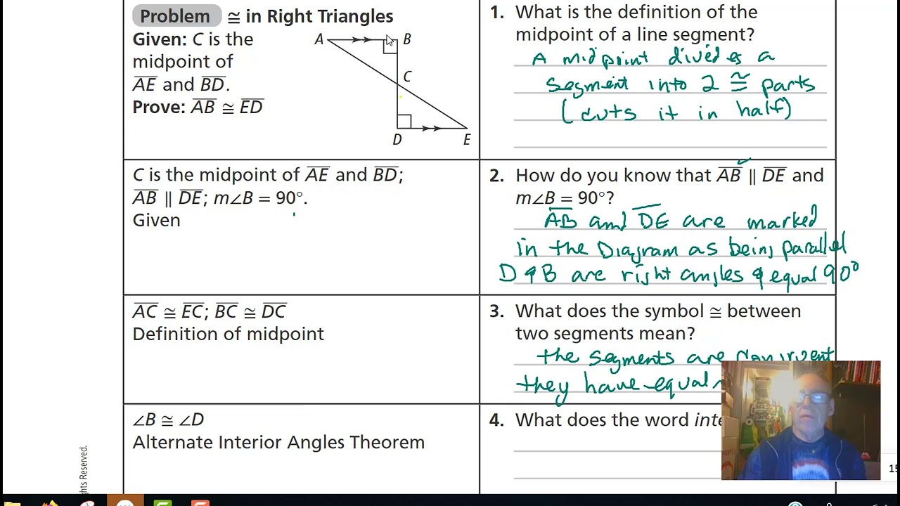 4-5 Mathematical Literacy  - Right Triangle Congruence -  Savvas