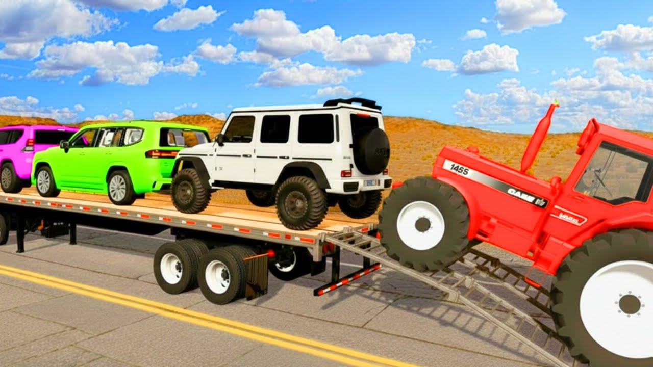 Flatbed Truck Mcqueen | Transportation with Truck - Pothole vs Car #4 - BeamNG.Drive