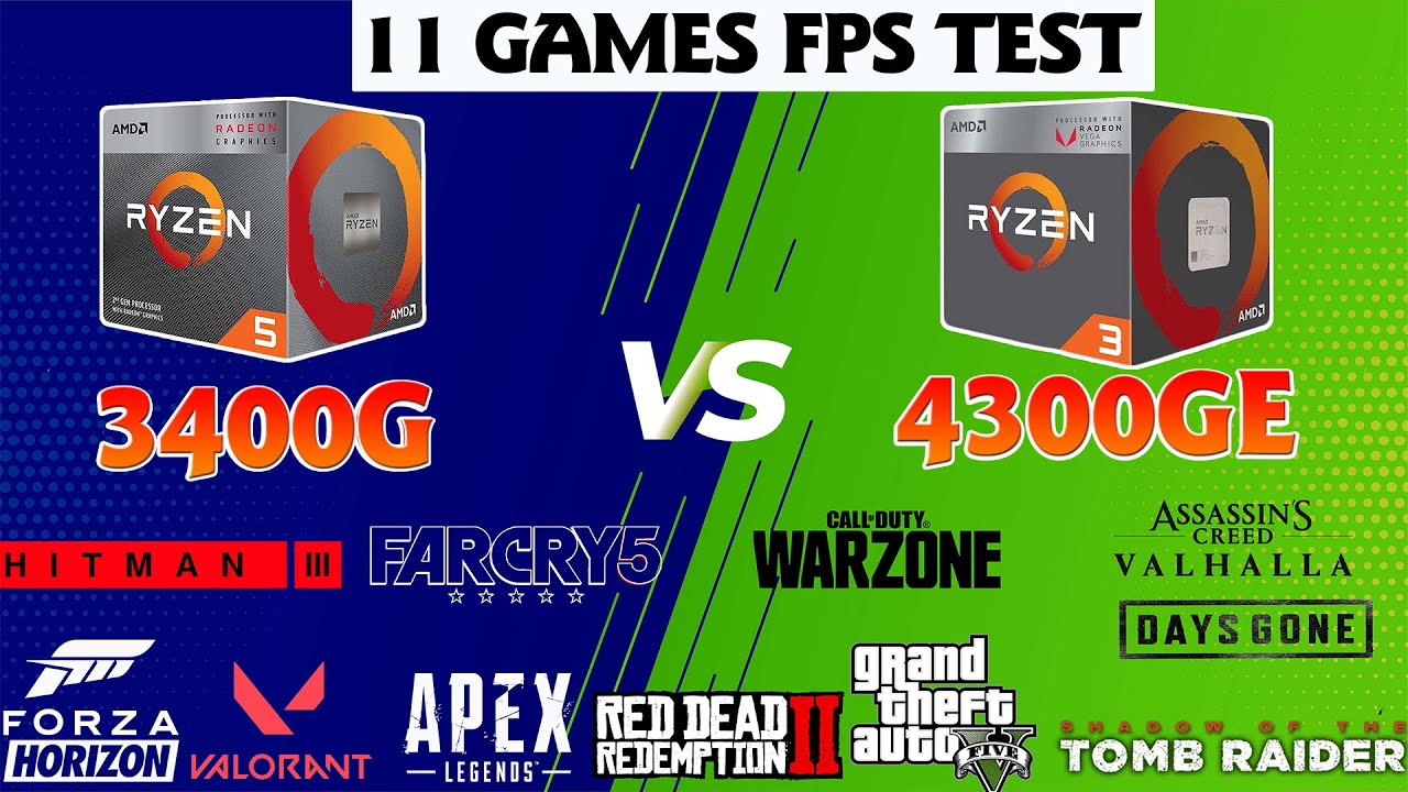 RYZEN 3400G VS RYZEN 4300GE GAMES FPS TEST / Benchmark Radeon Vega Graphics Gpu