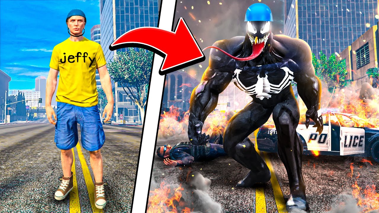 Джеффи становится ВЕНОМОМ в GTA 5!