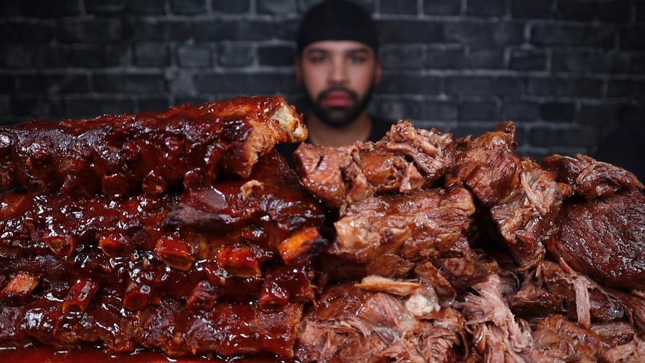 ASMR EATING RIBS, AND BEEF POT ROAST MUKBANG