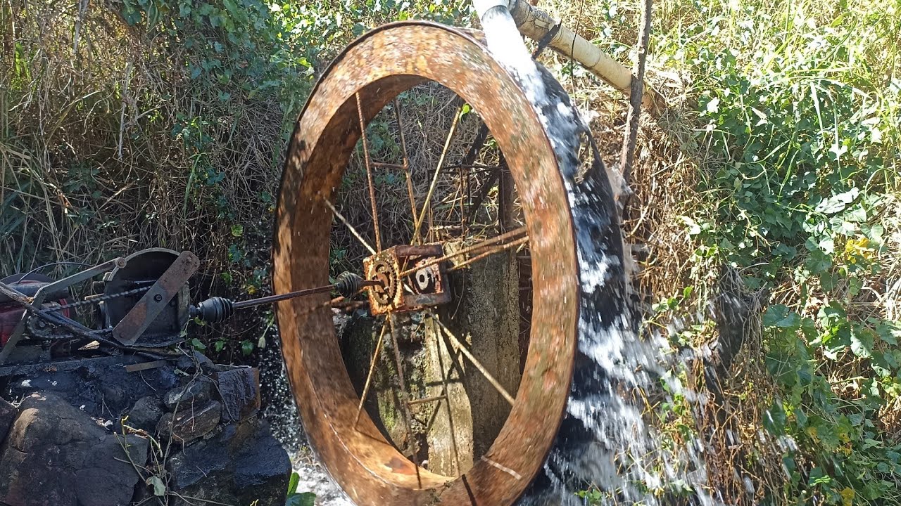 Minha roda d'água caseira com Caixa de Marchas de gol  depois de mais de 3 anos de uso  veja com ta