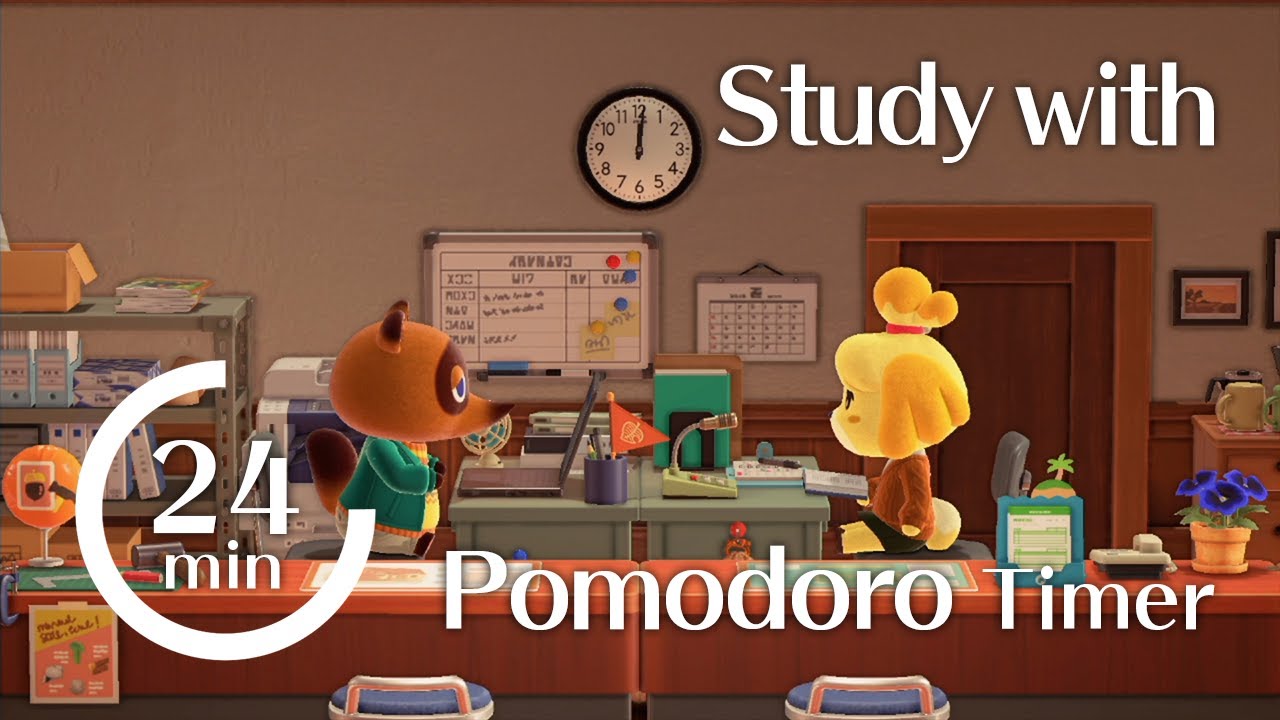 ⏱Pomodoro Technique 🔔Timer🔔24 minutes work 📚+ 6minutes break☕ - Animal Crossing