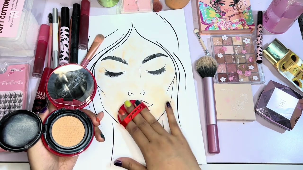 ASMR Applying Makeup on Elsa Face Drawing ❄️✨ (No Talking)