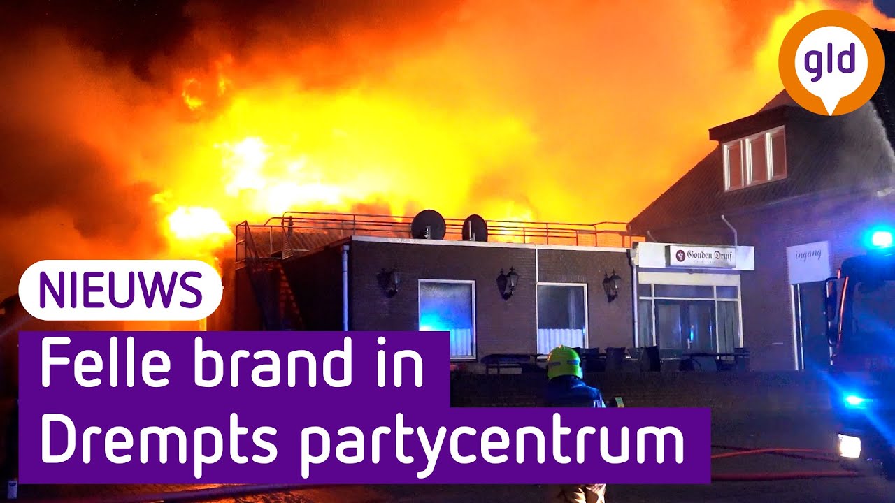 Vlammen slaan metershoog uit partycentrum | Omroep Gelderland