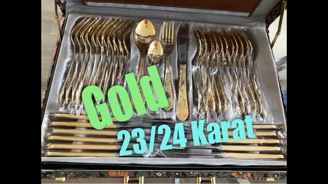 Set of Cutlery 70 pcs SBS Bestecke 23/24 karat gold with Original Certificate #500