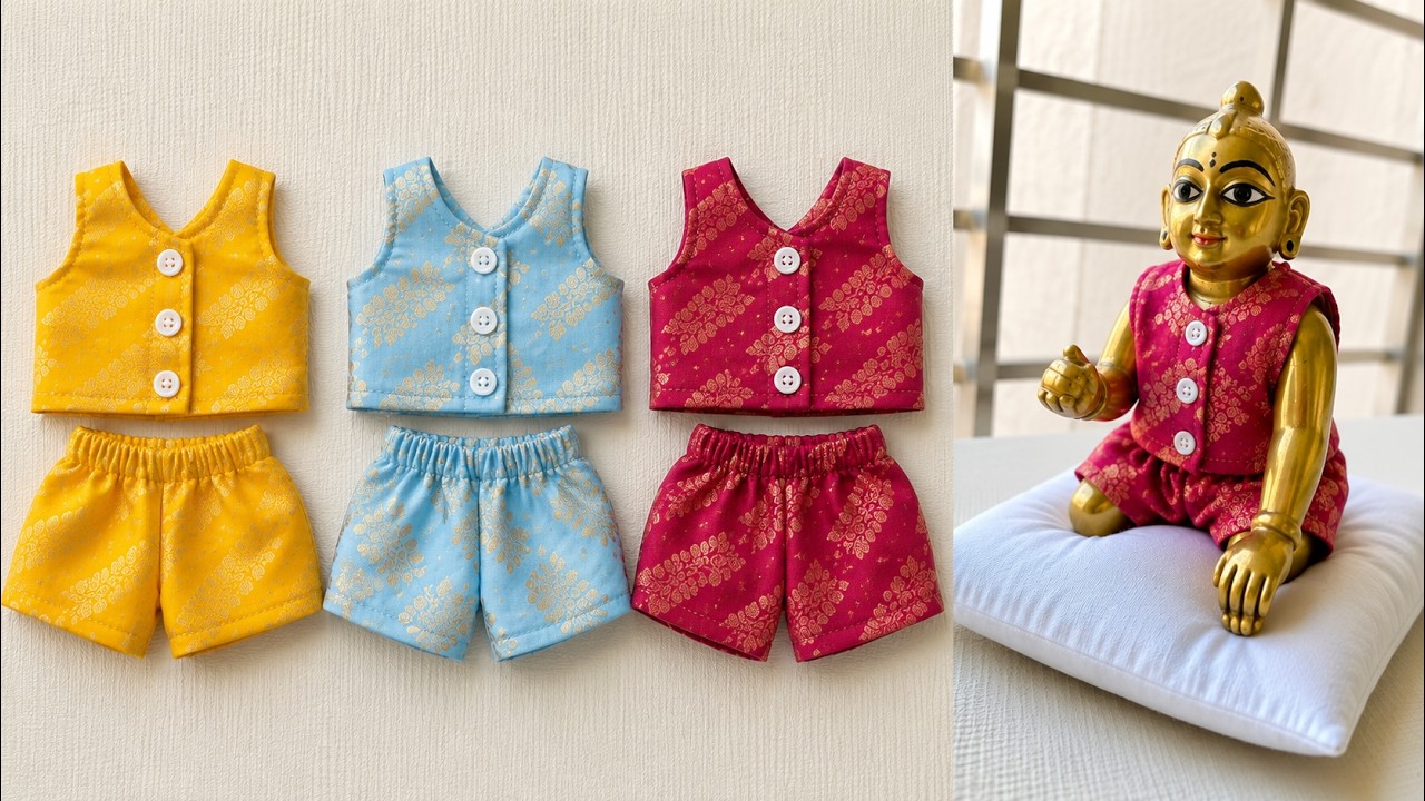 🌼 Handmade Cotton Pant Shirt for Kanha Ji 🦚 | Handmade Cotton Dhoti for Laddu Gopal Ji 💙