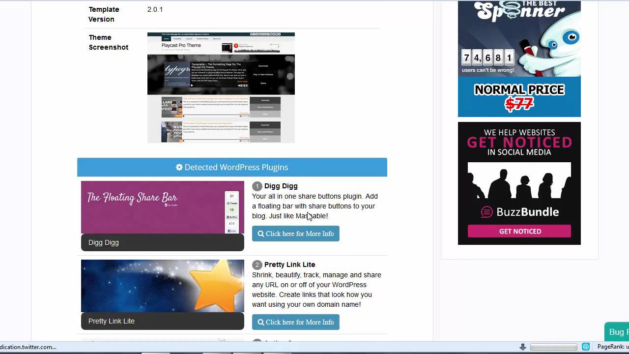 Detect Wordpress Theme and Plugins
