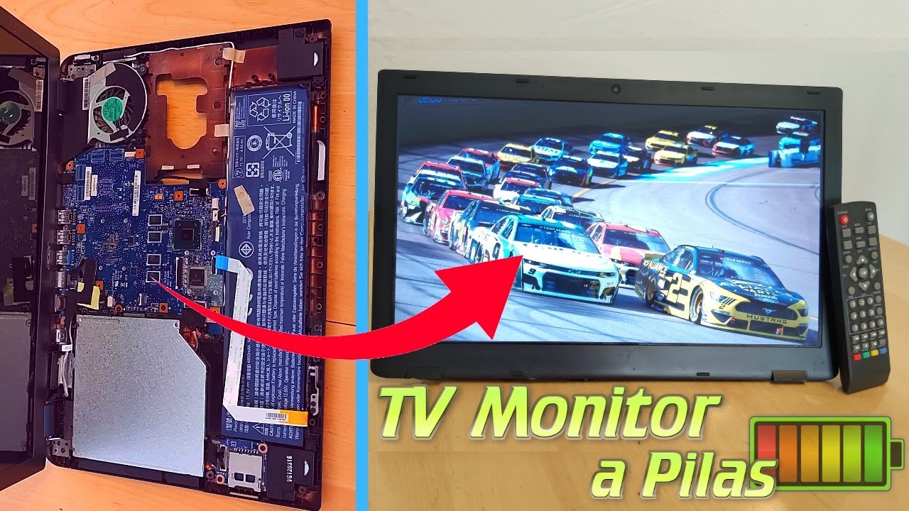 He construido una TV /Monitor a Batería🔋usando un Portátil Roto