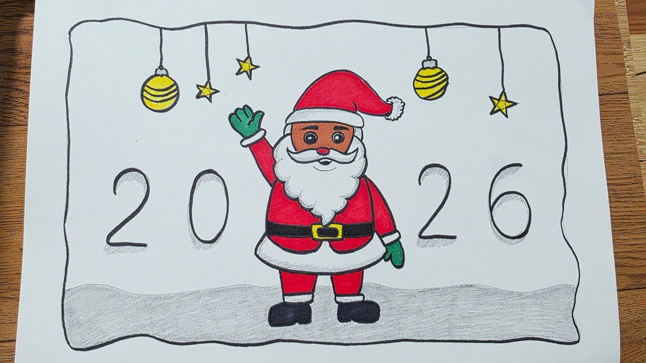 تعلم رسم بابا نويل 🎅🎅 خطوة بخطوة || رسم  السنة الجديدة 2026 رسم سهل للمبتدئين 🎉