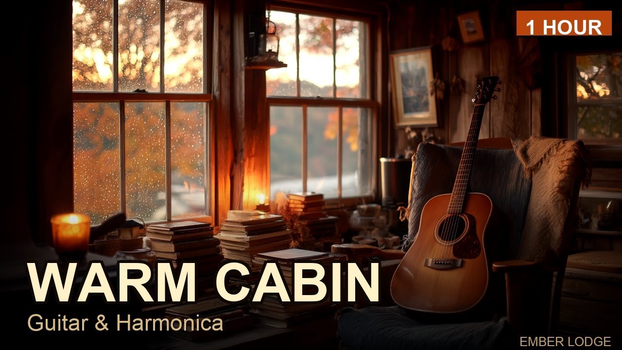 Warm Autumn Cabin — Acoustic Guitar & Harmonica for Relaxation (1 Hour)