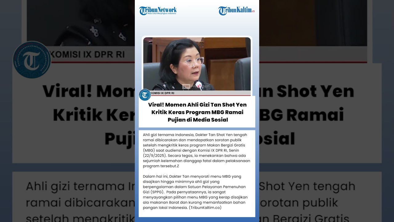 Viral! Momen Ahli Gizi Tan Shot Yen Kritik Keras Program MBG Ramai Pujian di Media Sosial