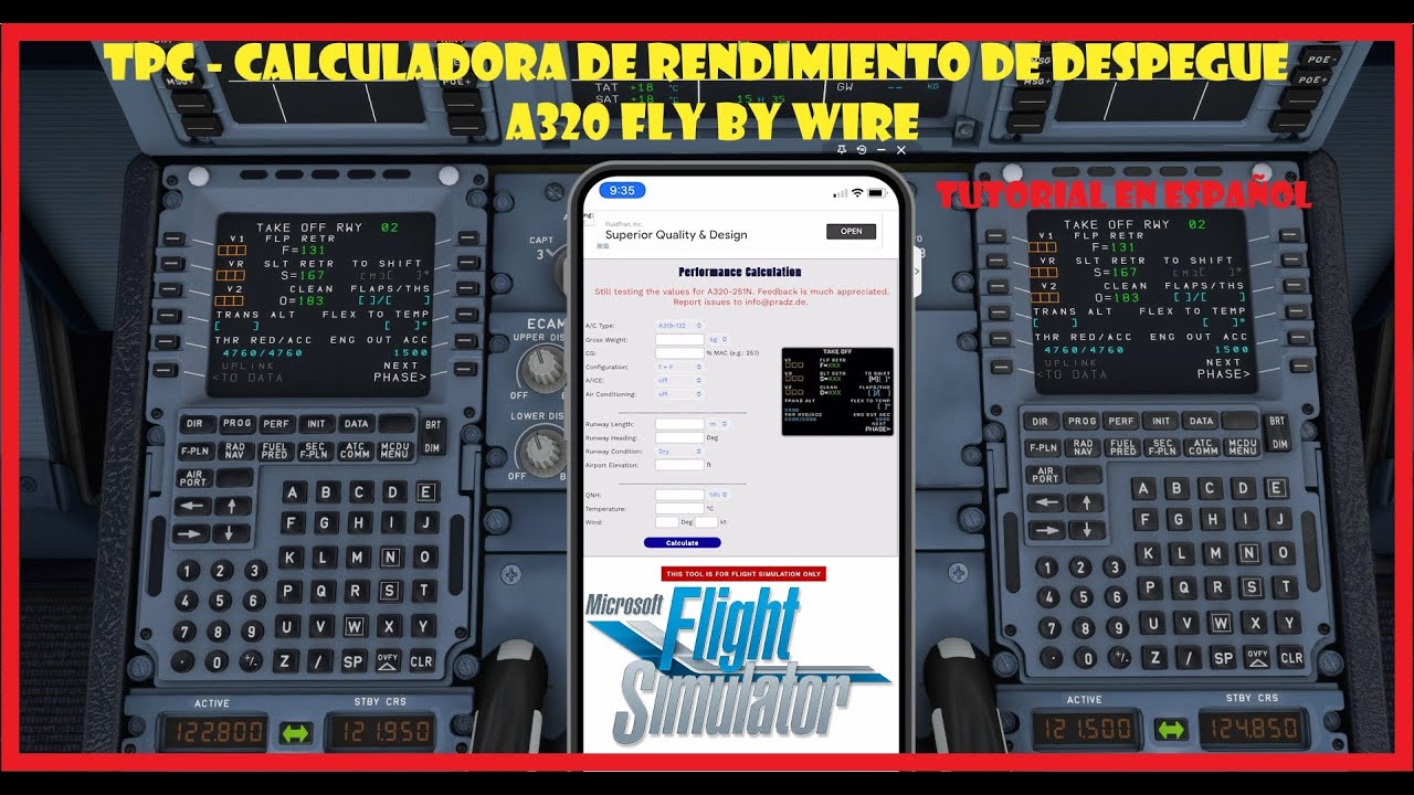 💥Como Calcular Datos de Despegue PERF A320 FlyByWire Tutorial en Español 👍