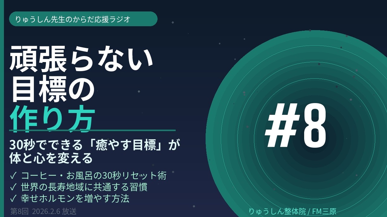 頑張らない目標の作り方｜30秒でできる「癒やす目標」が体と心を変える【りゅうしん先生のからだ応援ラジオ #8】