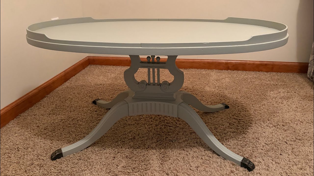 Clawfoot Coffee Table Flip Harp 1920s Lyre Fusion Mineral Paint Eucalyptus Oakham Vintage Furniture