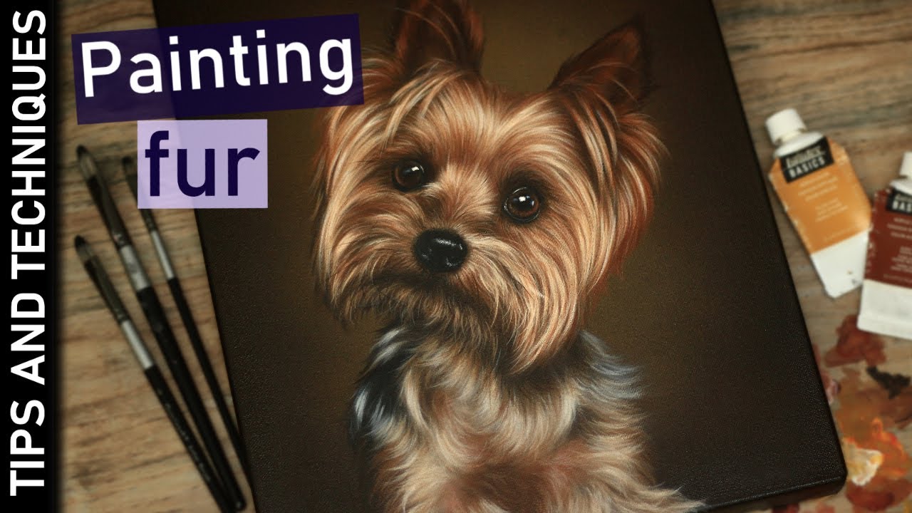 Yorkshire Terrier acrylic painting | Capturing softness for realistic fur