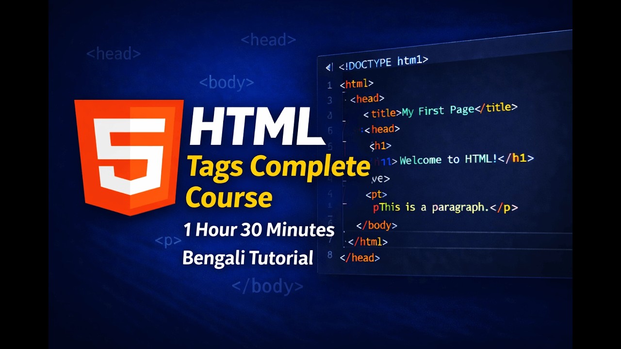 HTML Tags Complete Course1 Hour 30 Minutes Bengali Tutorial
