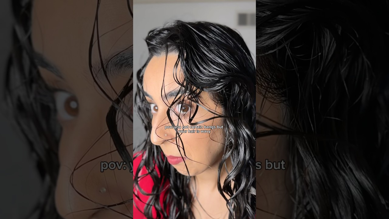 wavy curtain bangs struggles #hairtok #wavyhair #hairtok