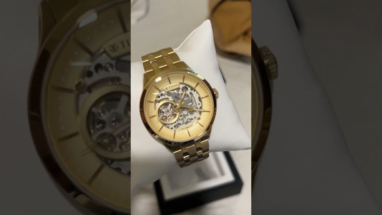 Titan watch automatic golden colour NS90140YM01 #watch #review #unboxing #public