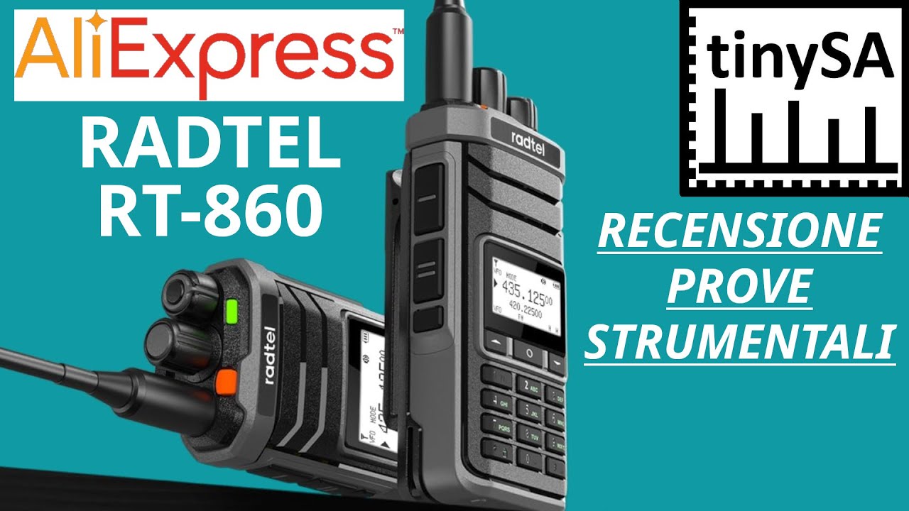 Radtel RT-860 recensione e prove strumentali di potenza armoniche e sensibilità in italiano TinySA