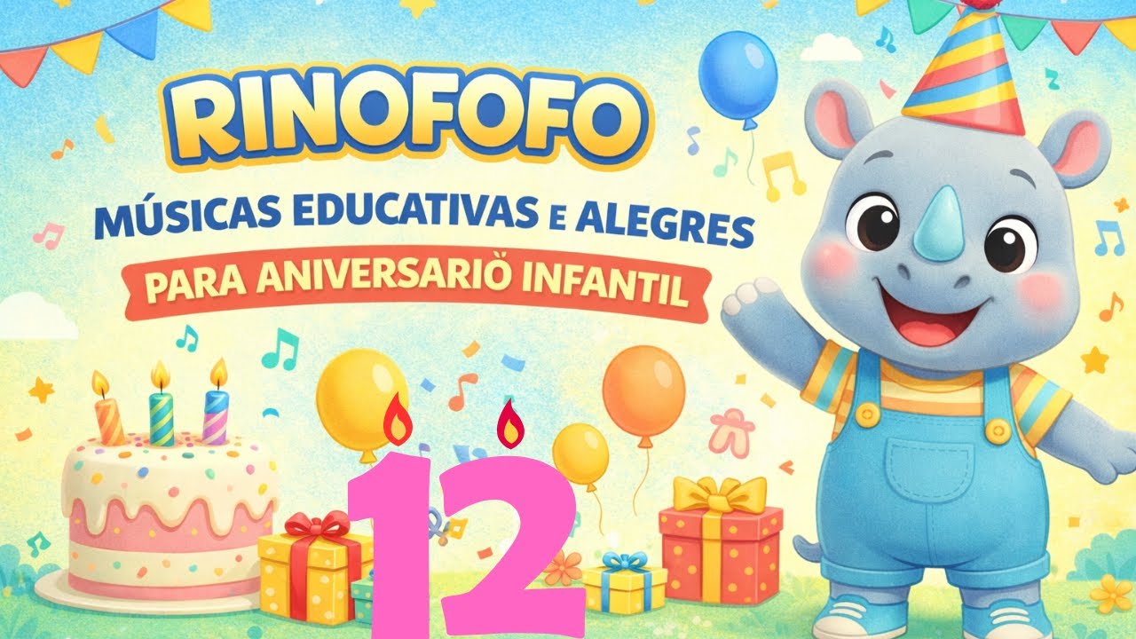 Músicas Educativas para Aniversário Infantil 🎂🎶 | Festa Alegre com o Rinofofo. Volume 12