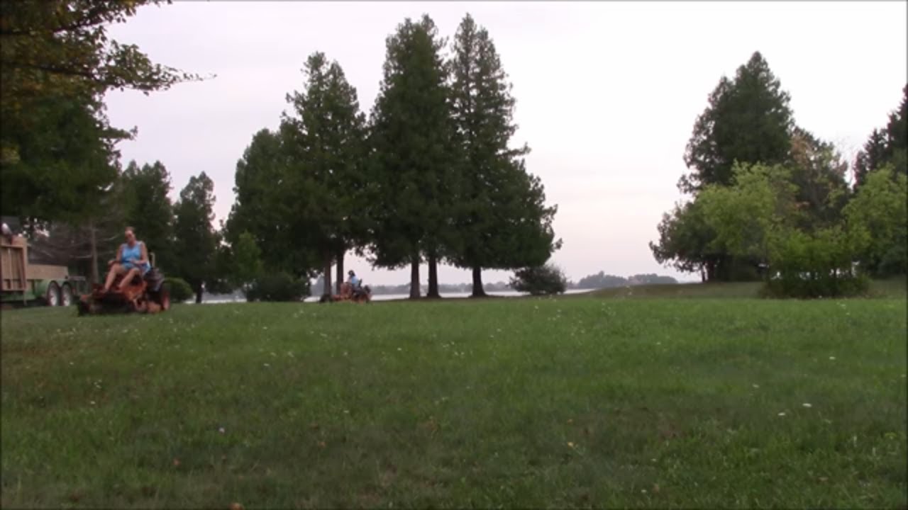 Mowing lawns in the rain all day